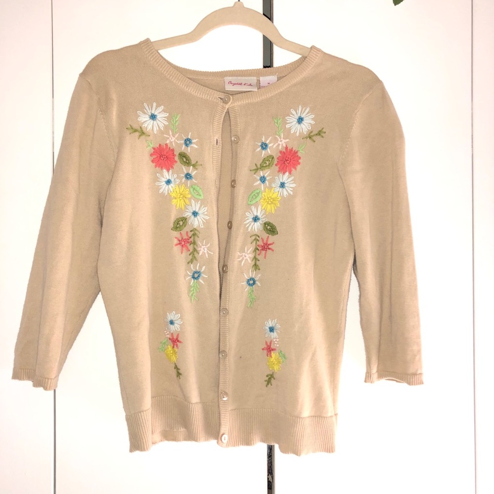 Embroidered Flower Cardigan cute cottagecore y2k